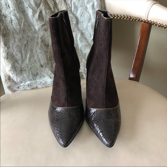 BCBGMaxAzria Chocolate Brown Suede heeled Bootie - Picture 2 of 7